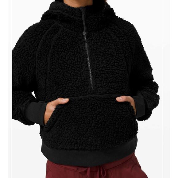 Lululemon Scuba Oversized Sherpa 1/2 Zip Black Fleece Sweatshirt Sz M/L - Picture 12 of 13